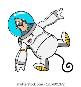Astronaut Gorilla hovering in outer space - Cartoon Vector design for website applications