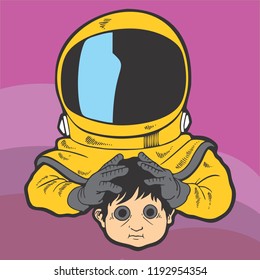 astronaut grab a head vector