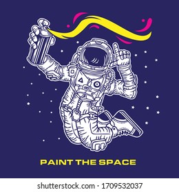 Astronaut Graffiti Paint the Space