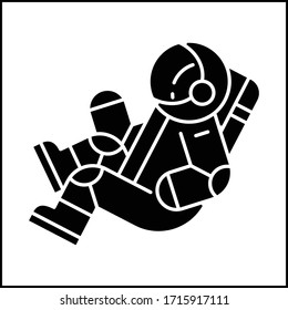 Astronaut in gravity black icon vector illustration