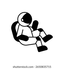 Astronaut In Gravity Zero Space Fill Icon
