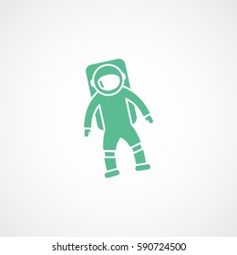 Astronaut Green Flat Icon On White Background