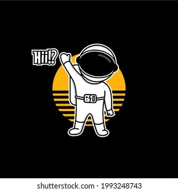 Astronaut Greet Waving Hands With Say Hi Cartoon Vector Illustrations