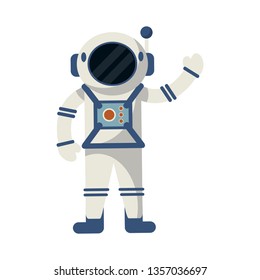 Astronaut greeting cartoon isolated