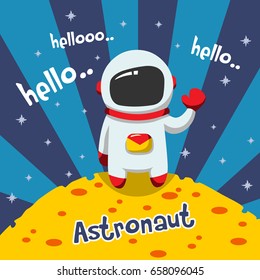ein Astronaut auf dem Planeten Mars begrüßt. Vektorgrafik