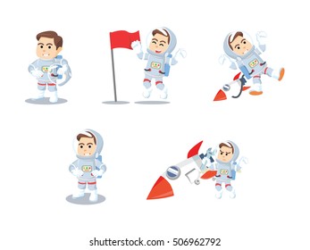 astronaut guard cartoon set