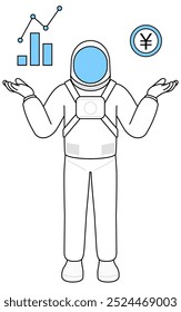 Astronaut guiding an image of DX, performance and sales improvement, Vector Illustration
