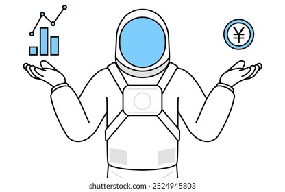 Astronaut guiding an image of DX, performance and sales improvement, Vector Illustration