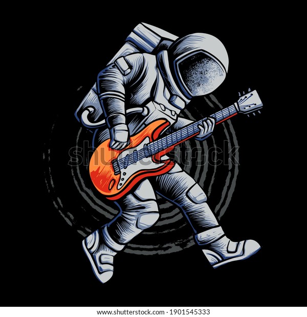 Astronaut Guitar Show Vector Illustration Stock Vector (Royalty Free ...