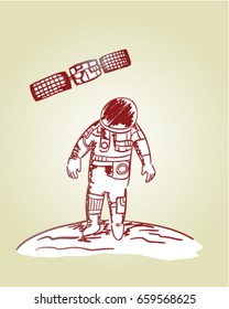 Astronaut (Hand drawing sketch vector art)