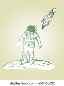 Astronaut (Hand drawing sketch vector art)