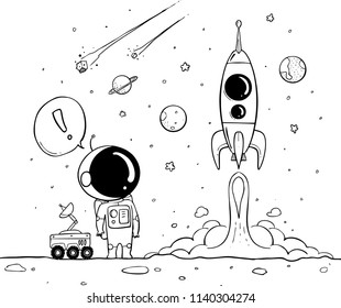 astronaut hand drawn
