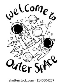 astronaut hand drawn