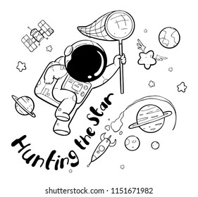astronaut hand drawn