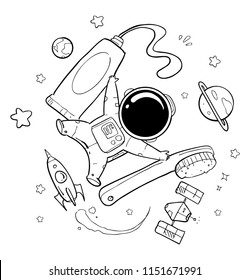 astronaut hand drawn