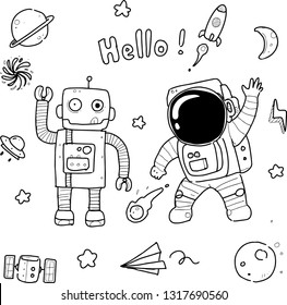 Astronaut hand drawn