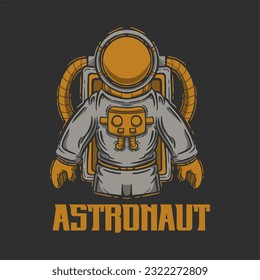 astronaut hand drawn illustration vector, vector astronaut vintage illustration for apparel