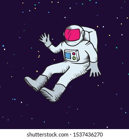 Astronaut hand drawn sketch vector illustration