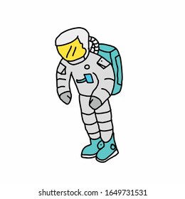 Astronaut hand drawn vector on a white background
