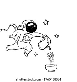 astronaut hand drawn white background