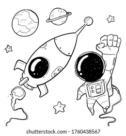 Astronaut, handgezeichnet, weißer Hintergrund