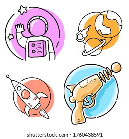 astronaut hand drawn white background