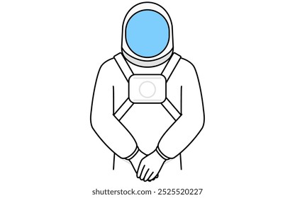 Astronaut with hands on top of each other in front of their bodies, Vector Illustration