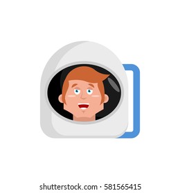 Astronaut happy Emoji. Cosmonaut merry emotion isolated
