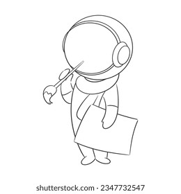 The astronaut has finished his painting for coloring