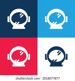 Astronaut Head Cover Tool For Space blue and red four color minimal icon set