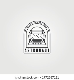 astronaut head label patch logo vector illustration design