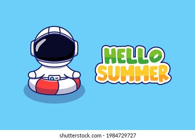 Astronaut with hello summer banner