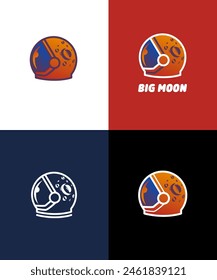 Astronaut helm and moon craters logo