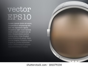 Astronaut helmet with big glass and reflection. Vector Illustration.