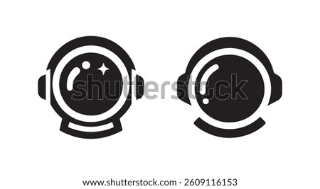 Astronaut helmet black solid silhouette vector logo icon design on white background