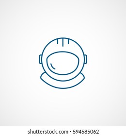 Astronaut Helmet Blue Line Icon On White Background 