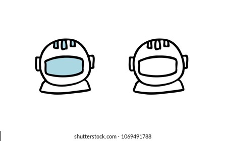 astronaut helmet doodle icon