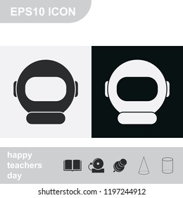 Astronaut helmet flat black and white vector icon.