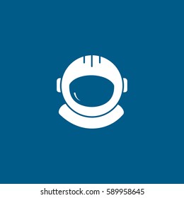 Astronaut Helmet Flat Icon On Blue Background