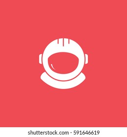 Astronaut Helmet Flat Icon On Red Background