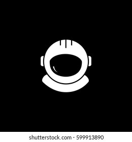 Astronaut Helmet Flat Icon On Black Background