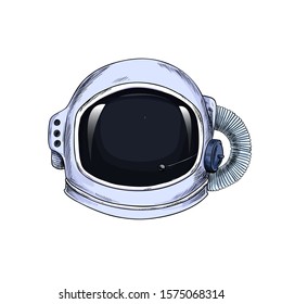 Astronaut helmet, full color, hand drawn vector 