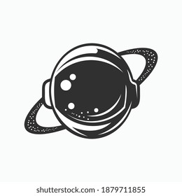 astronaut helmet with galaxy rings vector illustration template