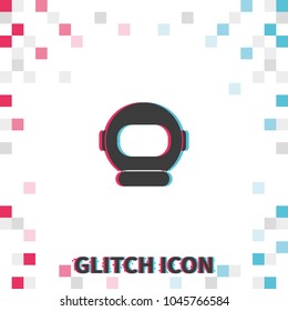 Astronaut helmet  glitch effect vector icon.