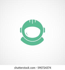 Astronaut Helmet Green Flat Icon On White Background