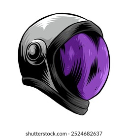 Astronaut helmet hand drawn Isolated background Etching engraving style vector illustration