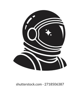 Astronauta capacete cabeça sólido preto vetor ícone isolado branco fundo espaço traje cosmonauta piloto exploração símbolo ciência ilustração gráfica
