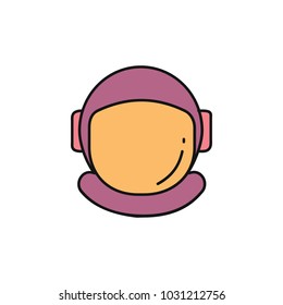 Astronaut helmet icon in cartoon style. Space illustration with astronaut helmet in white background. Element for space design. Science space object.