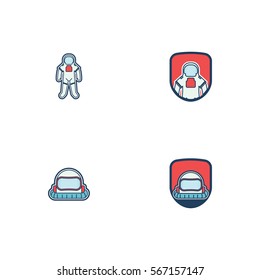 Astronaut Helmet Icon Logo Vector Set Element