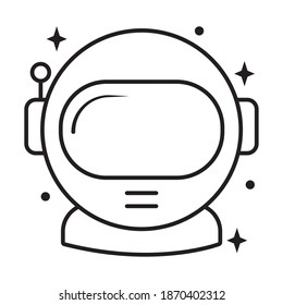 astronaut helmet icon over white background, line style, vector illustration